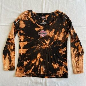 Women's Black and Orange Long Sleeve Tee
